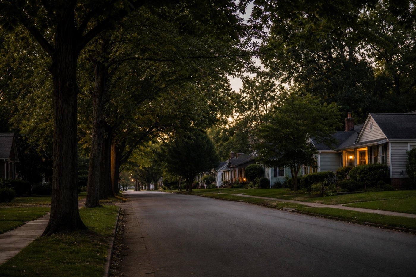 Prototype image of a tree-lined DeKalb neighborhood street without visible faces